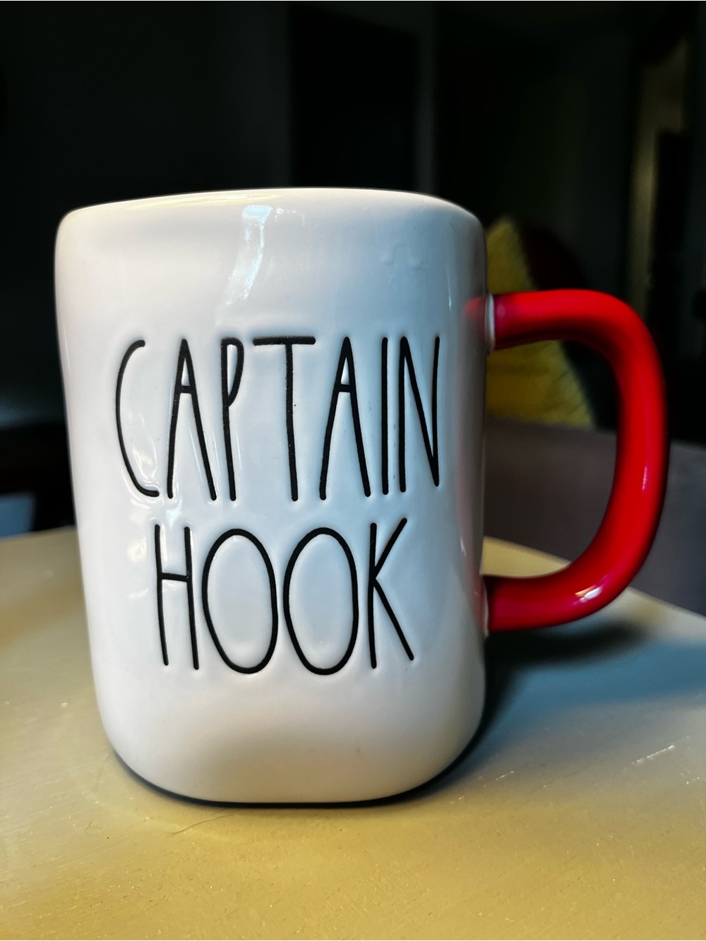 Rae Dunn Disney Captain Hook Mug Red Handle Artisan Collection Magenta